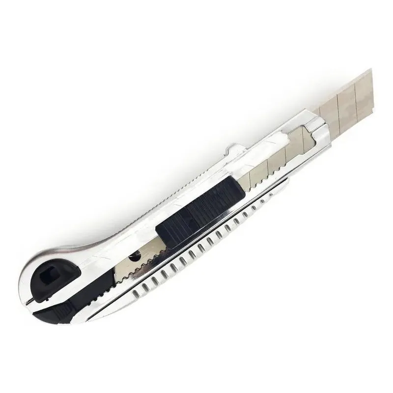3x Estilete Profissional Metal 5 Lâminas 10cm Com Trava