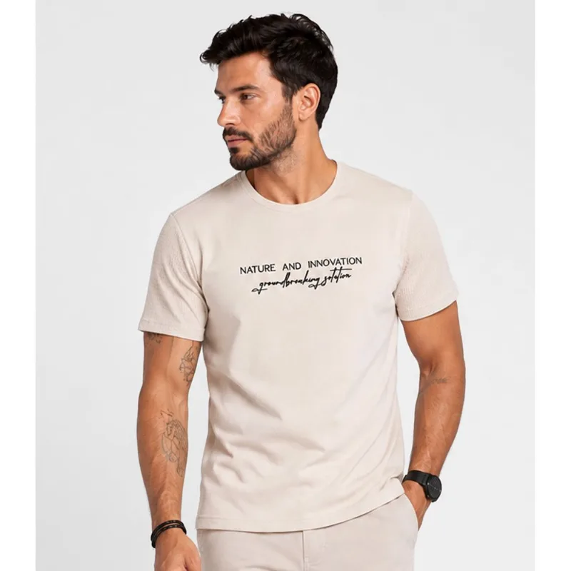 Camiseta Masculina em Pique Select Bege P