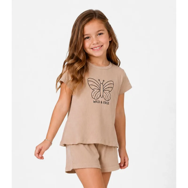 Conjunto Feminino Infantil Regata E Short Select Marrom 3