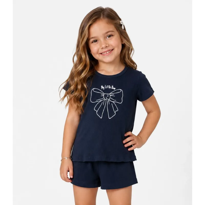 Conjunto Feminino Infantil Regata E Short Select Azul 1