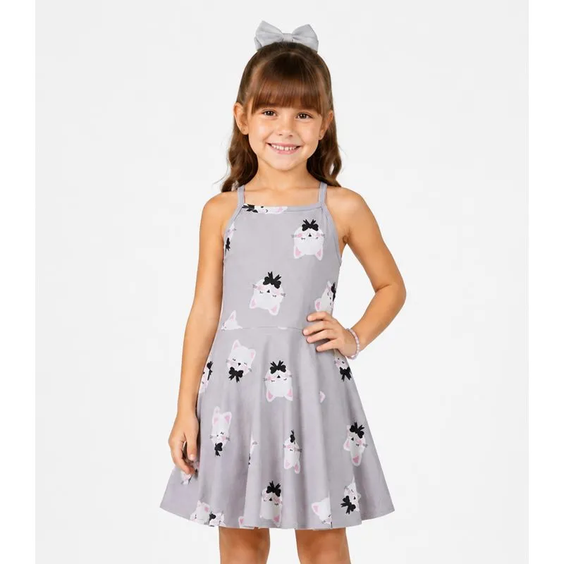 Vestido Infantil Estampado Select Cinza 4