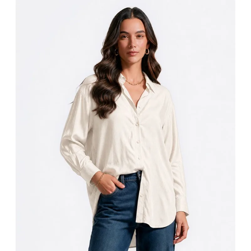 Camisa Feminina De Botões Com Gola Dianna Bege M