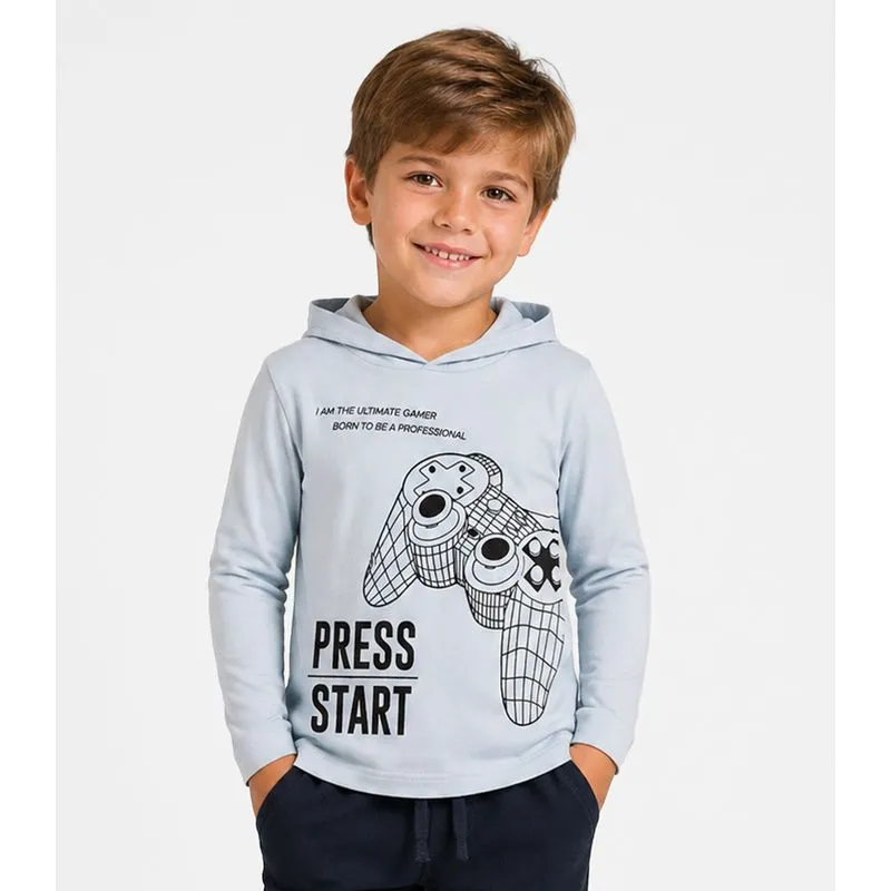 Blusão Com Capuz Infantil Masculino Estampa Select Azul 6