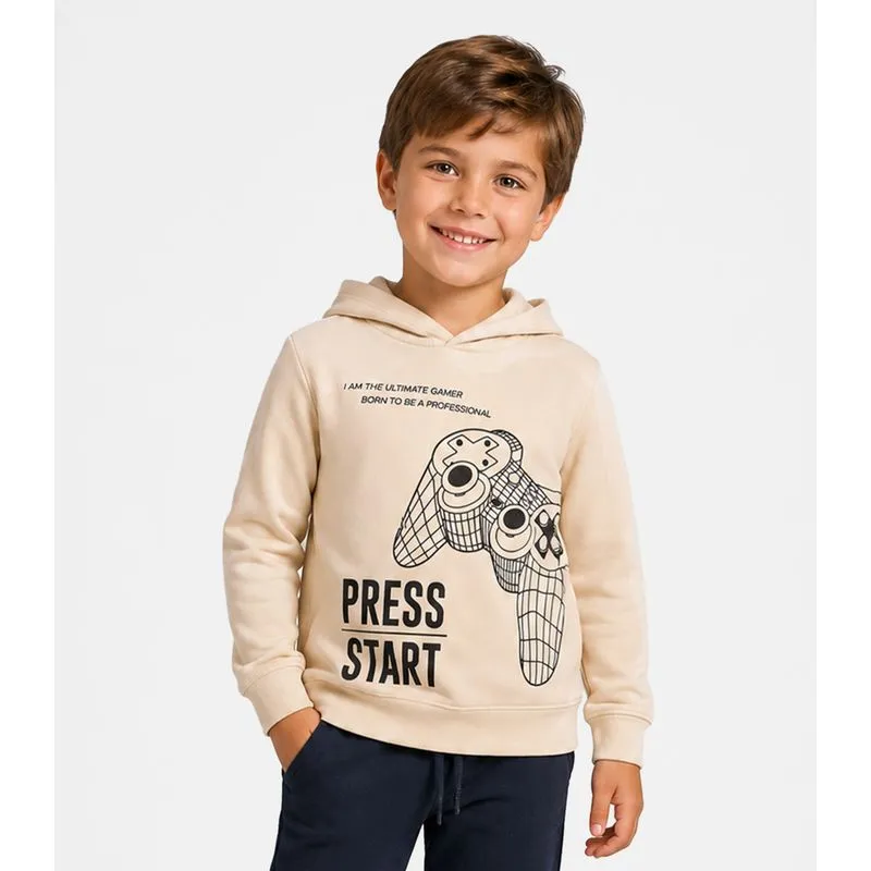 Blusão Com Capuz Infantil Masculino Estampa Select Bege 6