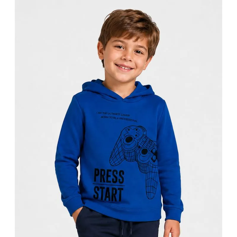 Blusão Com Capuz Infantil Masculino Estampa Select Azul 4