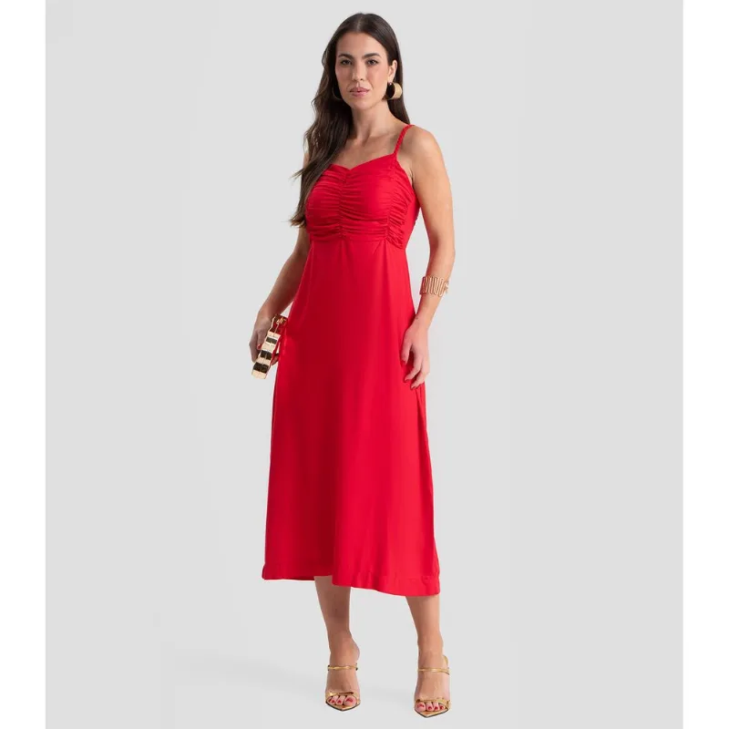 Vestido Super Midi Alças em Tranças Dianna Vermelho P