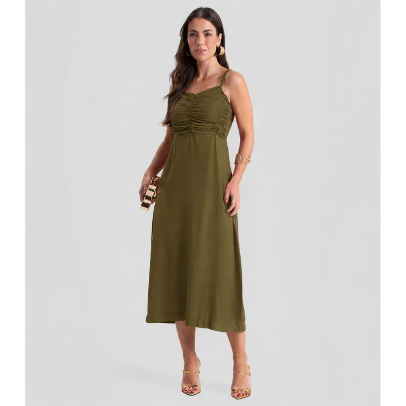 Vestido Super Midi Alças em Tranças Dianna Verde PP