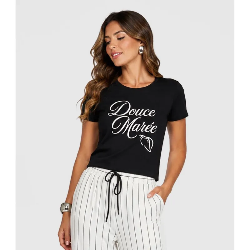 Blusa Feminina em Visco Tricot Infinita Cor Preto M