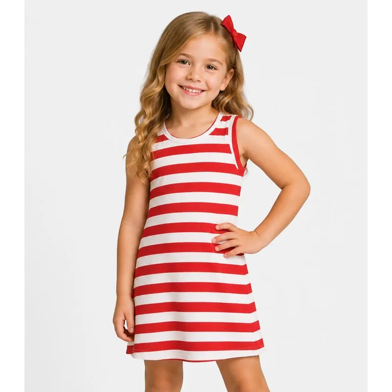 Vestido Infantil Feminino Listrado Select Vermelho 4