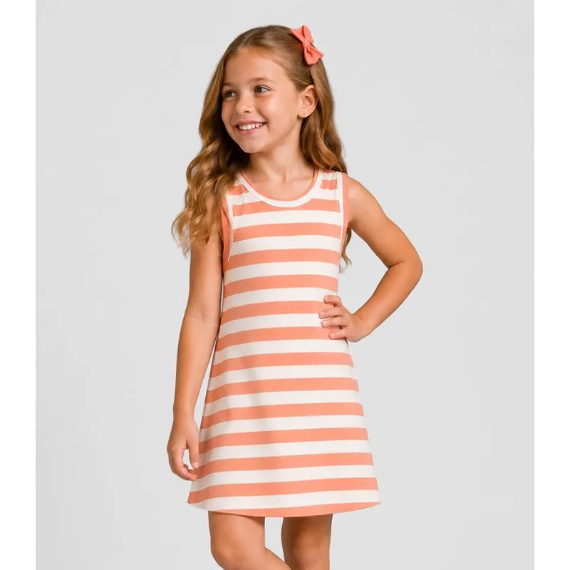 Vestido Infantil Feminino Listrado Select Marrom 8