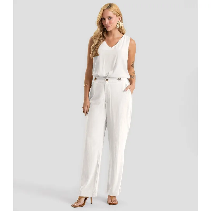 Calça Feminina Tecido Linho Strong Dianna Branco M