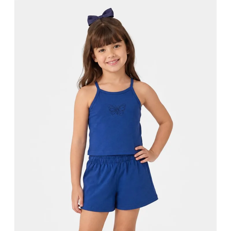 Conjunto Feminino Regata Com Short Infantil Select Azul 6
