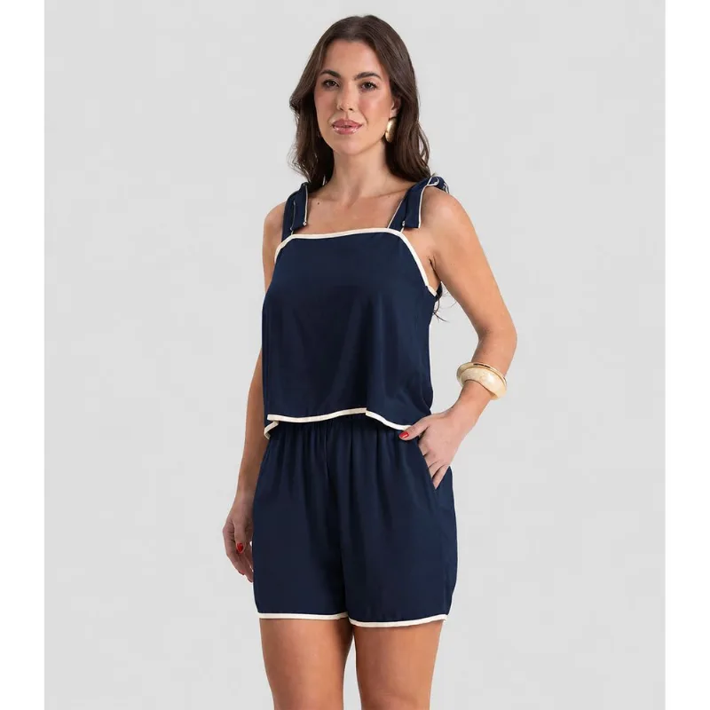 Conjunto Blusa Com Shorts Feminina Dianna Azul P