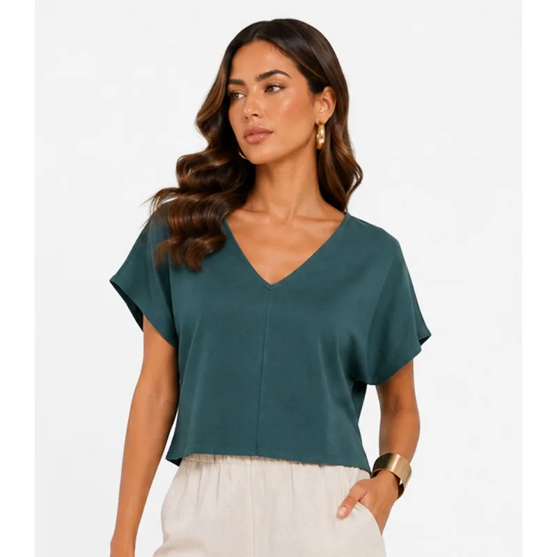 Blusa Feminina Com Devote Em V Infinita Cor Azul GG