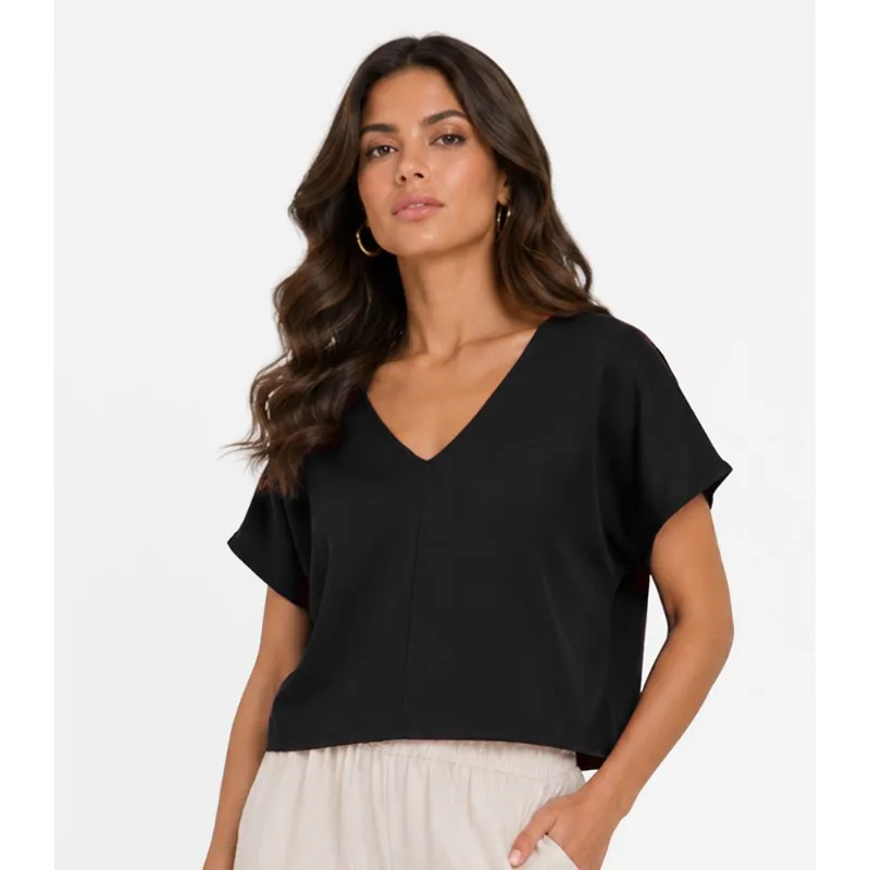 Blusa Feminina Com Devote Em V Infinita Cor Preto P