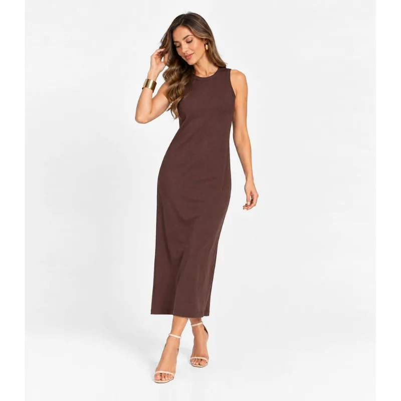 Vestido Feminino Midi Infinita Cor Marrom M