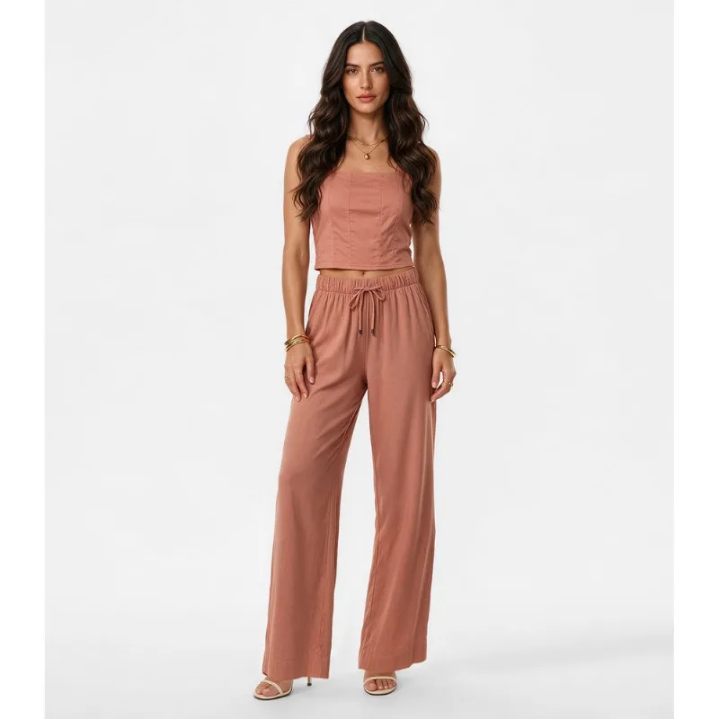 Conjunto Blusa Com Calça Feminina Dianna Marrom P
