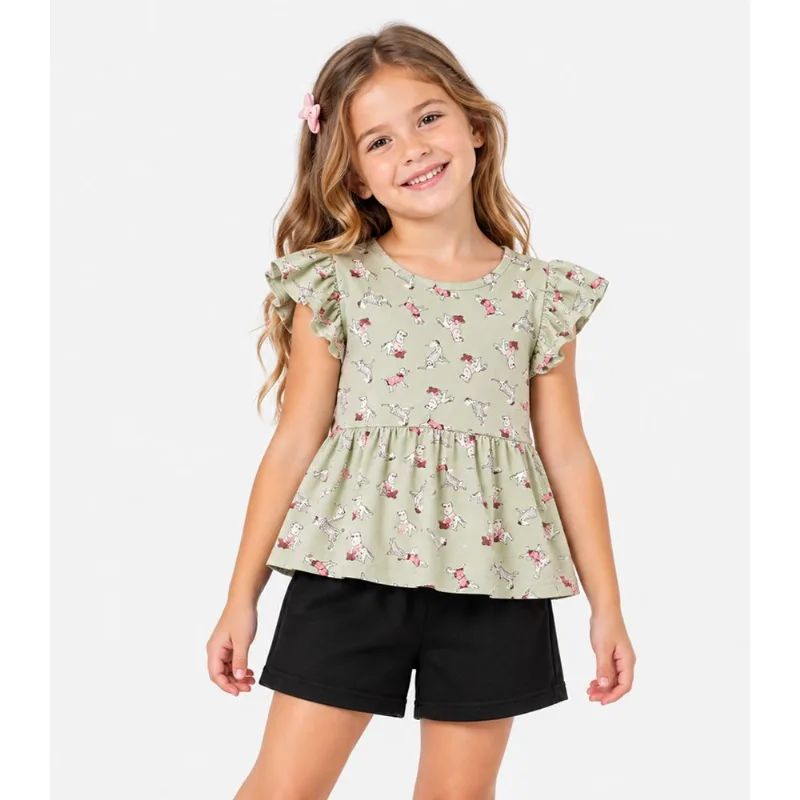 Conjunto Blusa Com Shorts Infantil Select Marrom 8