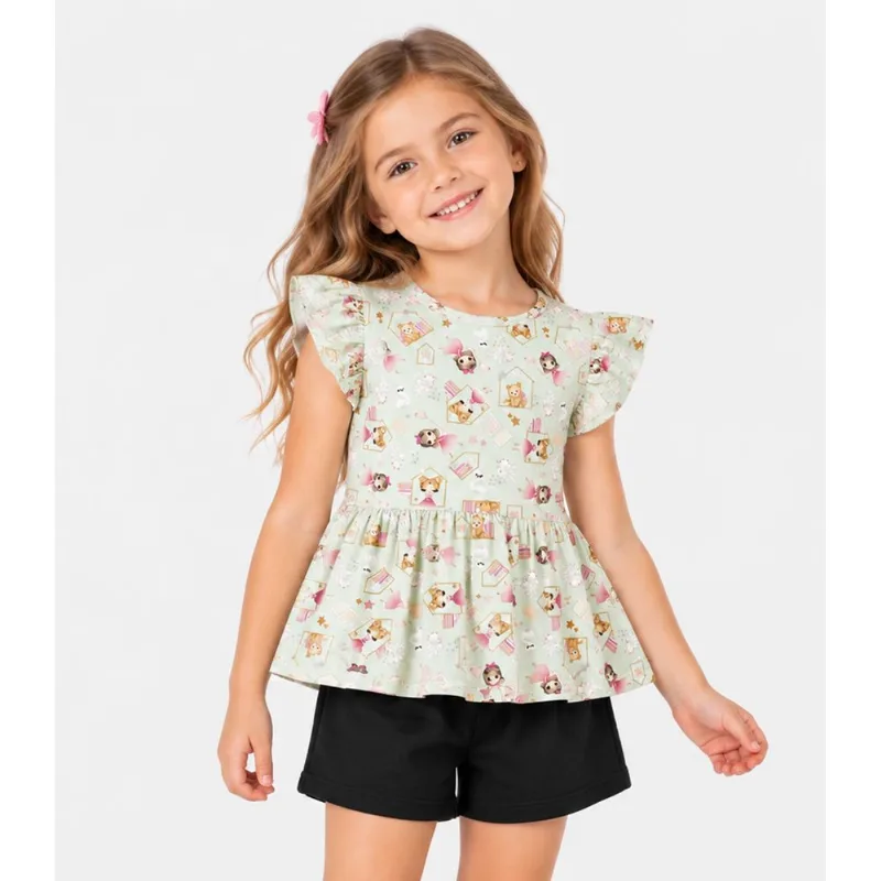 Conjunto Blusa Com Shorts Infantil Select Verde 4