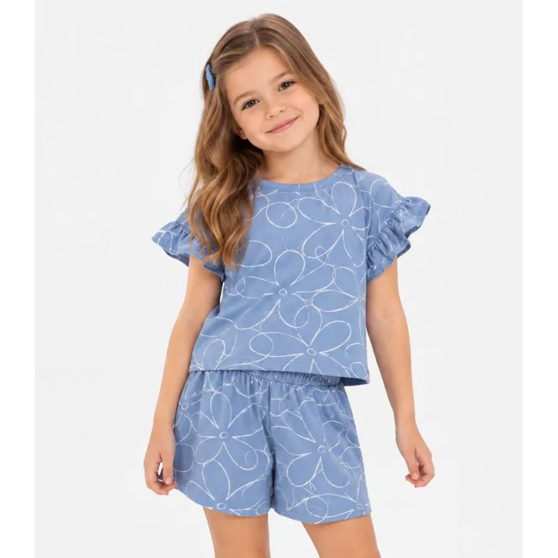 Conjunto Infantil Feminino Estampado Select Azul 6