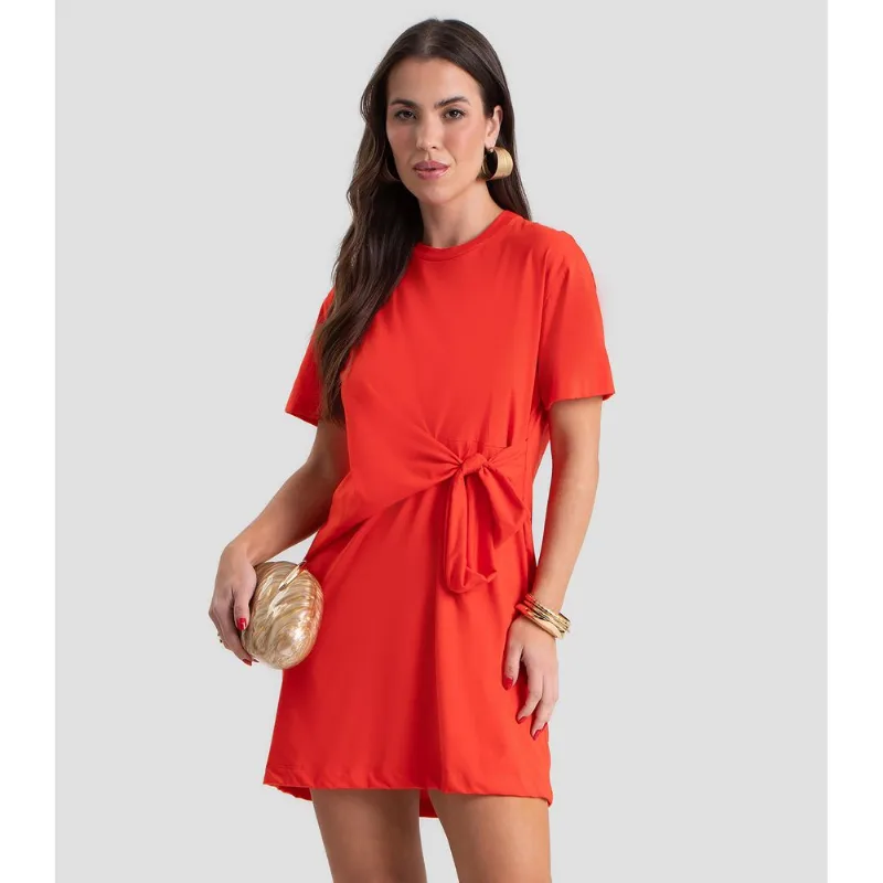 Vestido Curto Feminino E Amarração Lateral Dianna Laranja GG