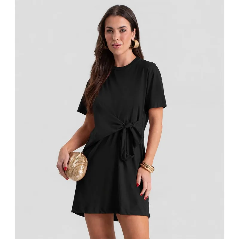 Vestido Curto Feminino E Amarração Lateral Dianna Preto GG