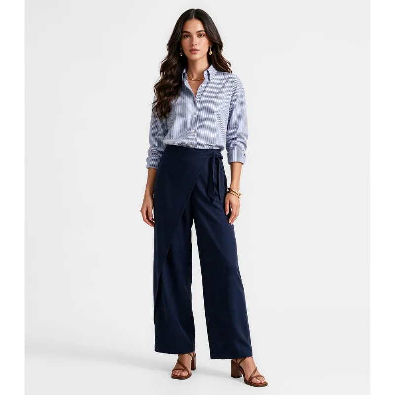 Calça Feminina Com Saia Na Lateral Dianna Azul GG