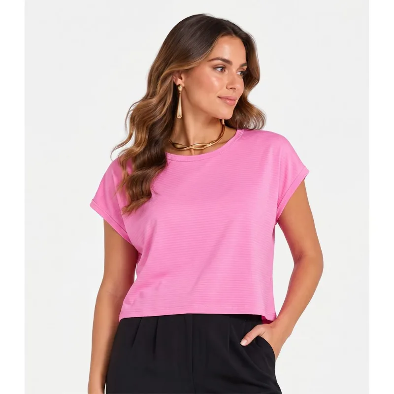 Blusa Feminina Com Tecido Texturizado Infinita Cor Rosa P