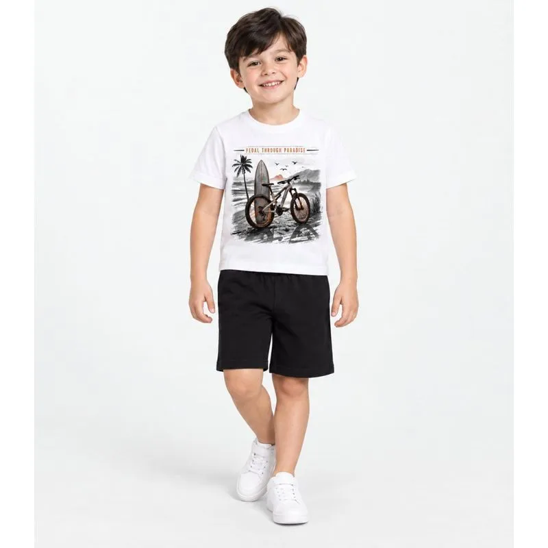 Conjunto Verão Menino Meia Malha Moletinho Kappes Branco 8