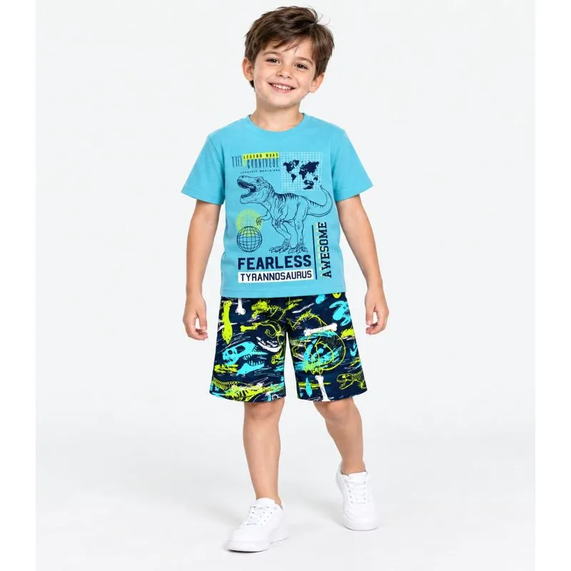 Conjunto Verão Menino Meia Malha e Tactel Kappes Azul 4