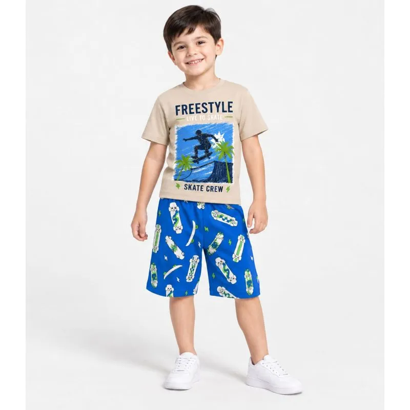 Conjunto Verão Menino Meia Malha e Tactel Kappes Bege 6