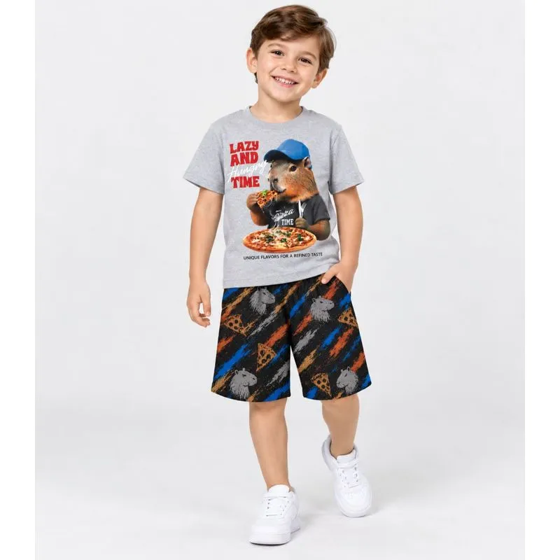 Conjunto Verão Menino Meia Malha e Tactel Kappes Cinza 10