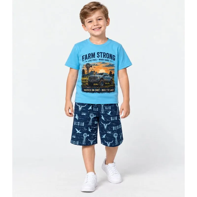 Conjunto Verão Menino Meia Malha e Tactel Kappes Azul 12