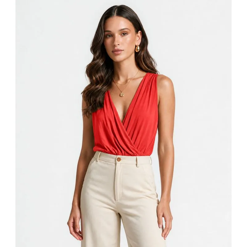Body Feminino Decote Transpassado Dianna Laranja G