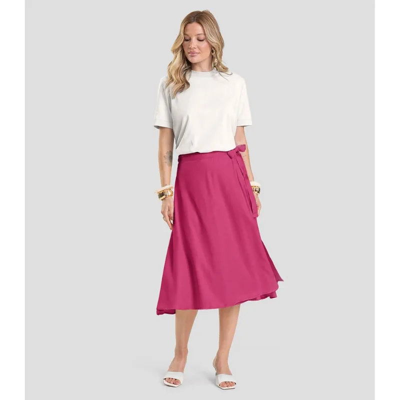 Saia Feminina Midi Envelope Dianna Rosa P
