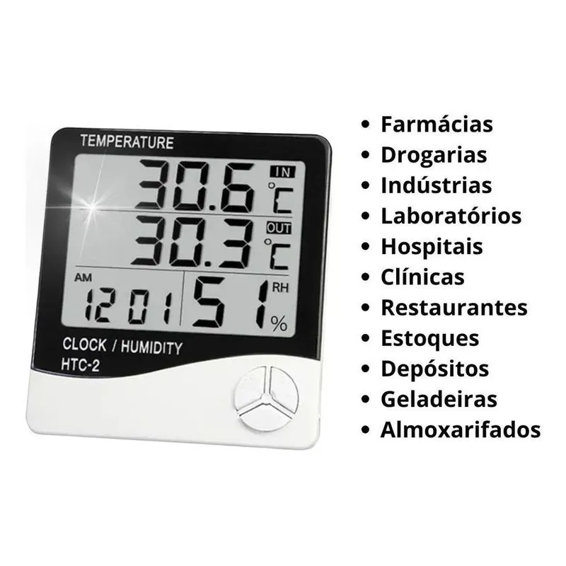 Relógio Temperatura Umidade Máxima Minima Termo-higrômetro D