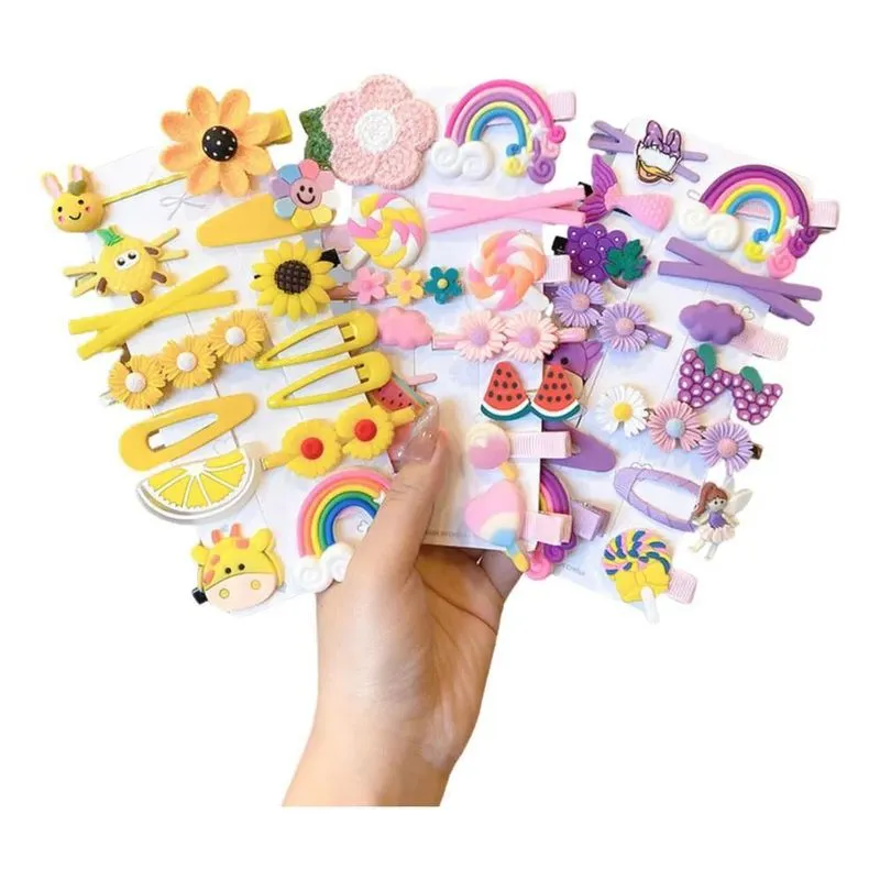 5x Presilhas De Cabelo Infantil Kit 14un Menina Coloridas