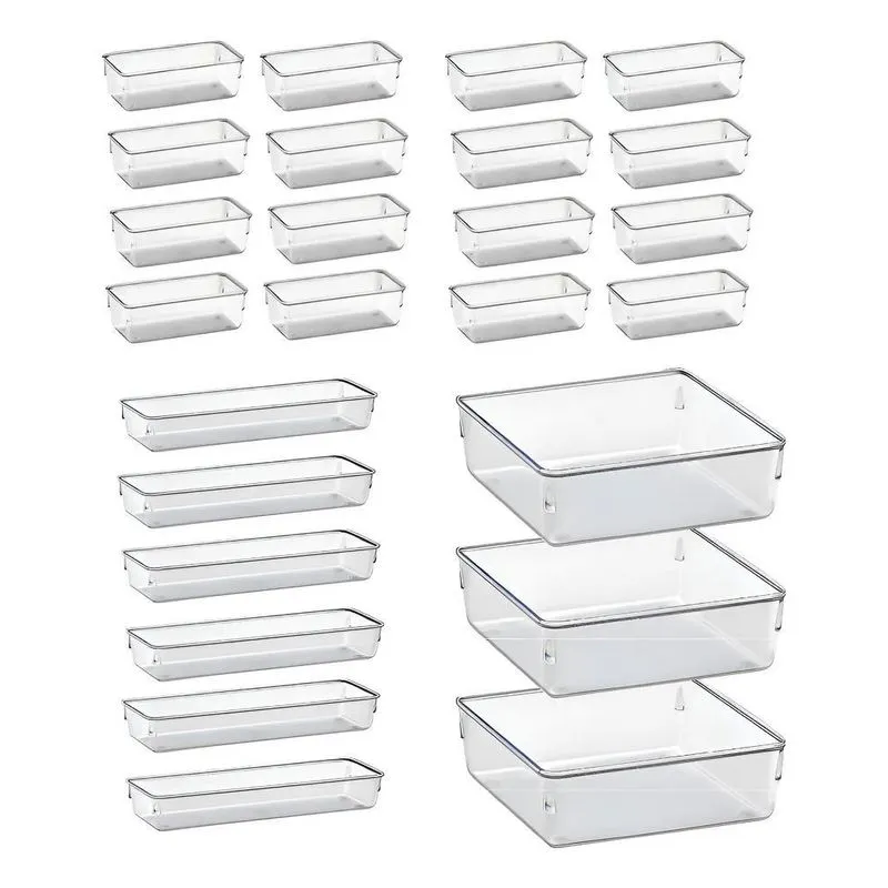 Kit 25 Organizador Multiuso Modular Gaveta Acrilico Rebirth