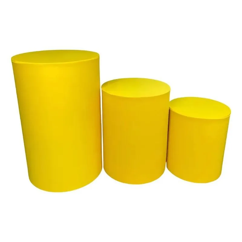 Trio Capas Mesas Cilindros Lisas Veste Fácil V Amarelo Ouro