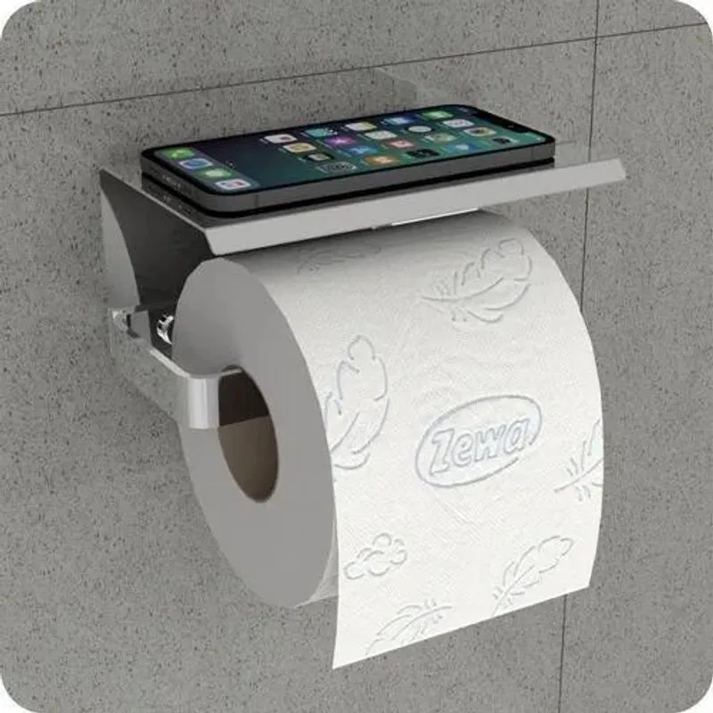 2x Porta Papel Higiênico Inox E Cromado De Parede Banheiro M