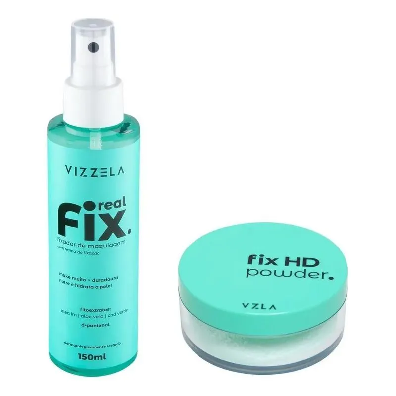 2x Fixador De Maquiagem Fix Real + Pó Translucido Vizzela