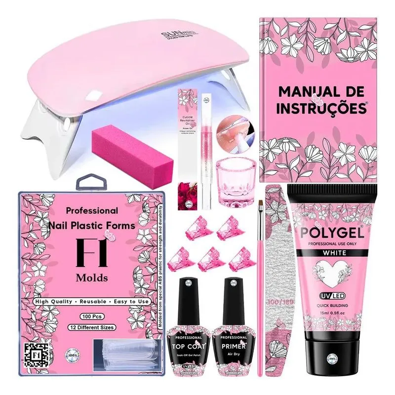 10x Kit Unhas Polygel Cabine Sun Mini Caneta Óleo Presilha