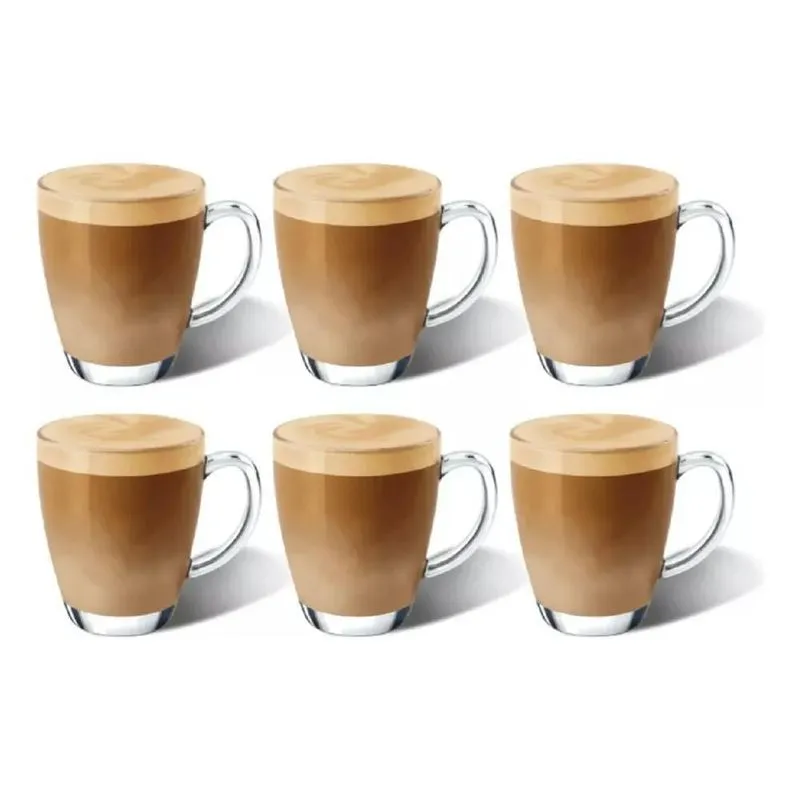 5x Jogo De 06 Caneca Xicara De Vidro Para Chá Café Capuccino