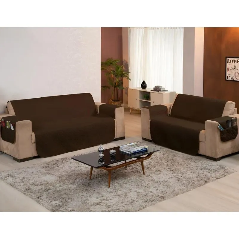 Kit Protetor Sofá 2 E 3 Lugares Matelado 400 Fios P - Marrom