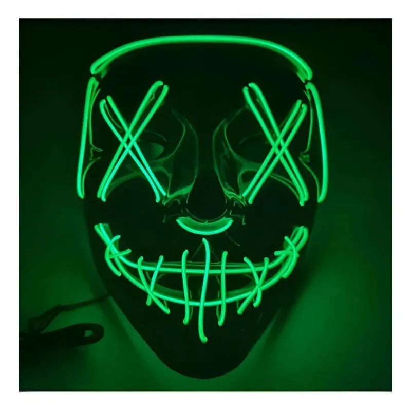 Mascara Led Neon Halloween Terror Cosplay Balada Carnaval Co