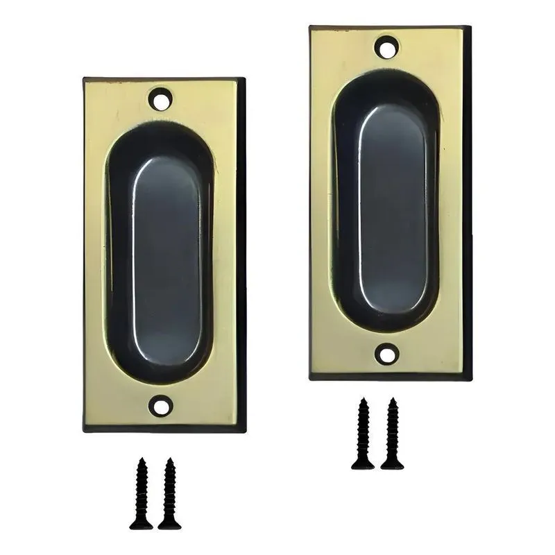 Par Puxador Concha Embutir Porta Janela De Correr L Oxidado