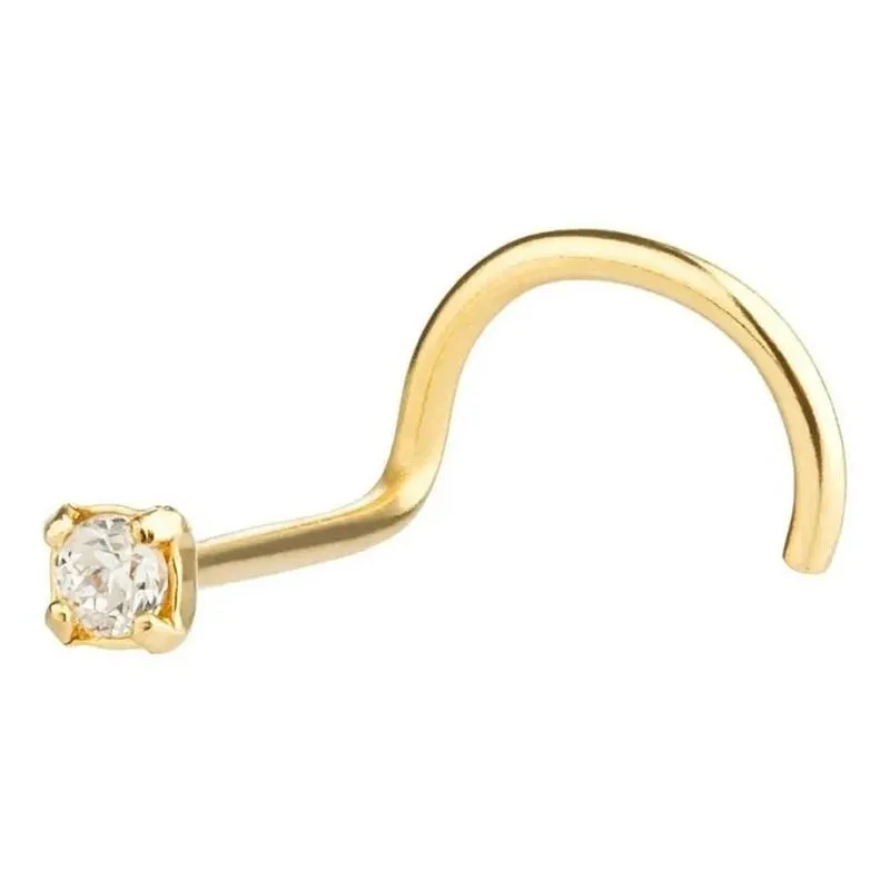 3x Piercing Nariz Zircônia Ouro 18k Pnz0010 Cor Ouro Amarelo