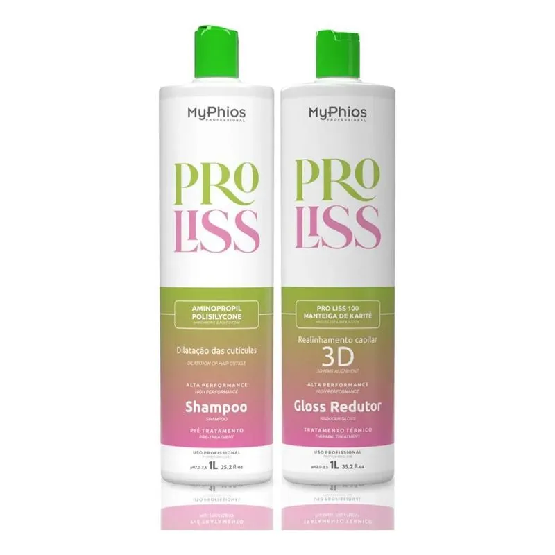 2x Kit Progressiva Shampoo E Gloss 1l - Proliss - Myphios