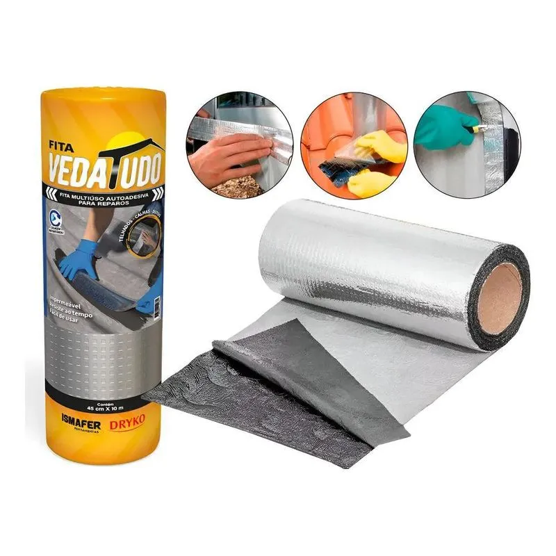 Manta Asfáltica Auto Adesiva Aluminizada 45cm X 10m Vedatudo