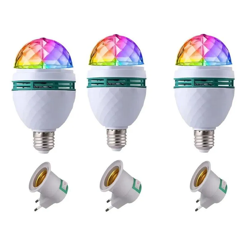Kit 3 Lampada De Led Giratoria Led Dj Strobo Festas Eventos